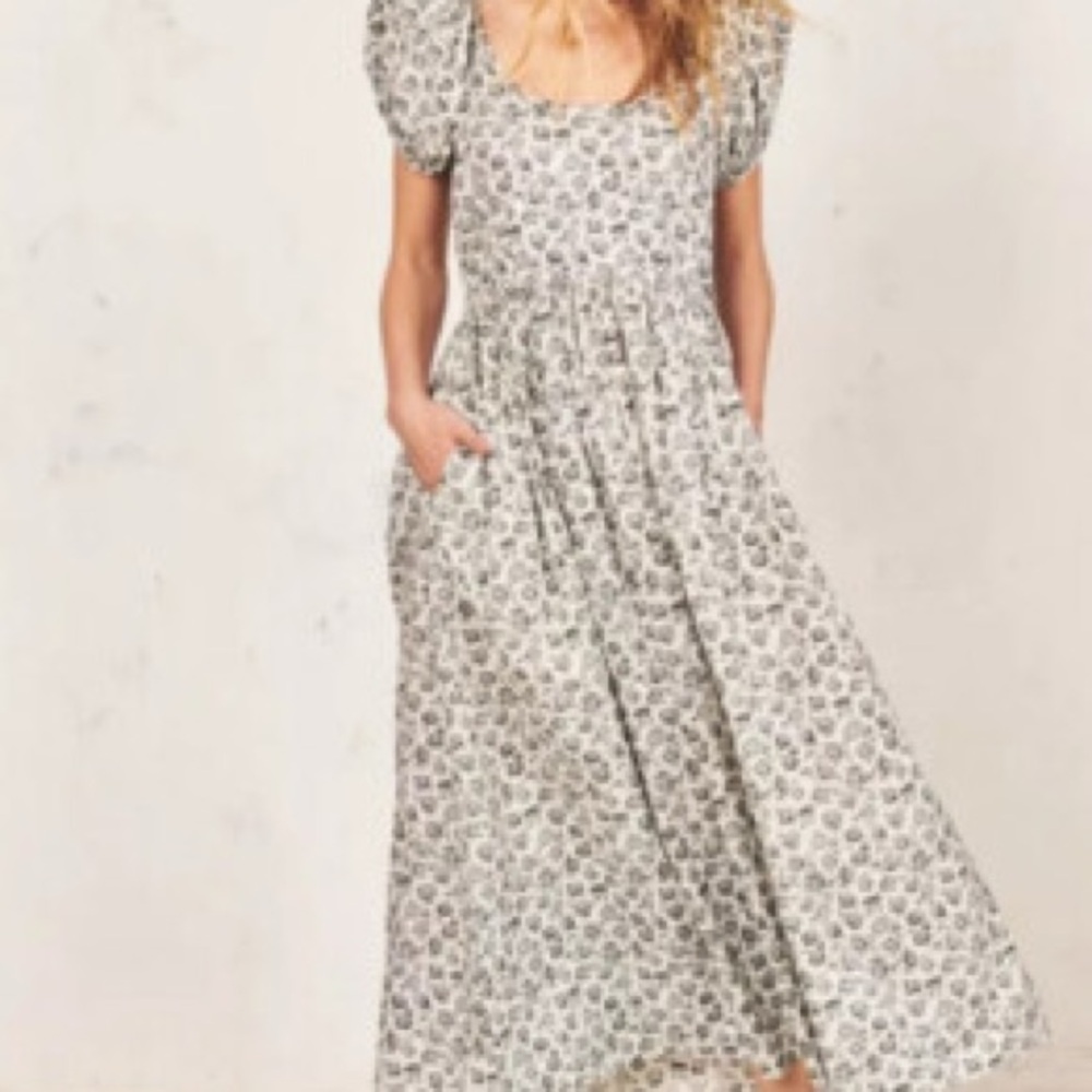 NEW $495 LoveShackFancy Lais Dress Size 10 Gray Floral
